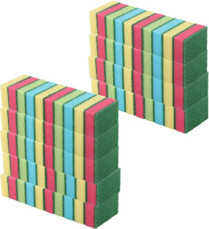 Schuursponsjes - huishoudsponsjes - 9 cm - 90x stuks - gekleurd