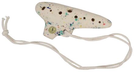 Schwarz OC-13-GG ocarina ocarina, G stemming, 13 cm, wit-blauw keramisch, met hoes
