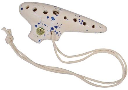 Schwarz OC-15-FG ocarina ocarina, F stemming, 15 cm, wit-blauw keramisch, met hoes