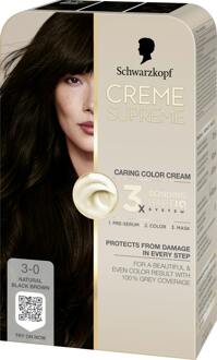 Schwarzkopf Haarverf Schwarzkopf Creme Supreme 3-0 Natural Black Brown 1 st