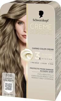Schwarzkopf Haarverf Schwarzkopf Creme Supreme 7-16 Cool Ash Dark Blonde 1 st