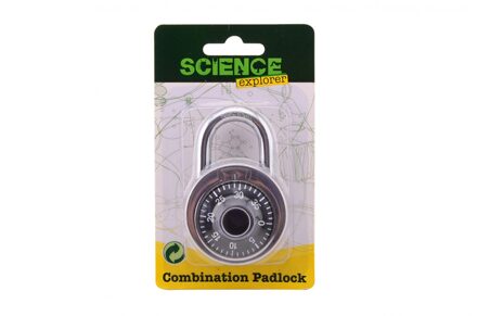 Science Explorer hangslot met cijfercombinatie 13 x 8 cm metaal grijs