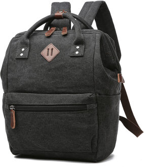 Scione Canvas Heren Rugzak School Rugzak Mannen Vintage Rugzakken Vrouwen Reizen Schouder Bagpack Tieners Laptop Back Pack zwart / 25x36x19cm