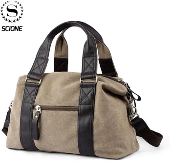 Scione Casual Vintage Multifunction Trunk Men's Canvas Crossbody Travel Bag Men Shoulder Bag Messenger Handbag
