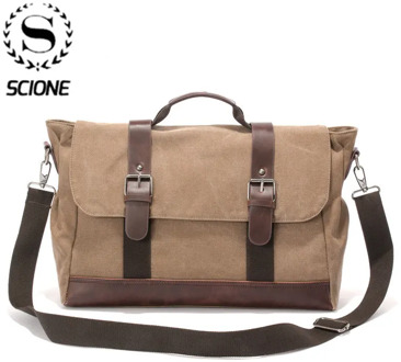 Scione Men Canvas Crossbody Bags Casual Message Bags Multifunction Handbags Solid Zipper Shouder Bags Single Strap Handbags