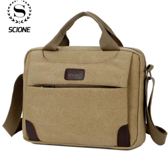 Scione Men Simple Canvas Crossbody Satchel Bag Men Hiking Military Messenger Sling Shoulder Bags Tactical Sling Shoulder Bag