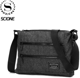 Scione Men Simple Solid Shoulder Bags Fashion Crossbody Casual Business Briefcases Canvas Student School Travel Messenger Pack