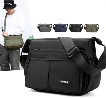 Scione Men Travel Bag Oxford Casual Men Shoulder Crossbody Outdoor Bags Mens Travel School Retro Zipper Shoulder Bag