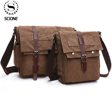 Scione Retro Men Messenger Bags Canvas Handbags Leisure Work Travel Bag Man Business Crossbody Bags Briefcase for Male Bolsas