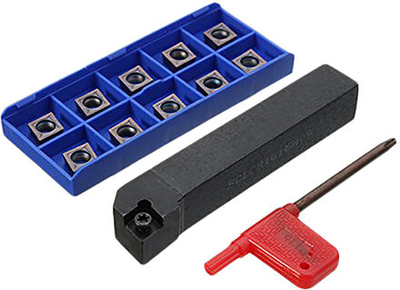 Sclcr1616H09 Gereedschaphouder Kotterbaar Met 10Pcs Ccmt09T304 Vp15Tf Ccmt32.51 Carbide Inserts En Moersleutel Voor Draaibank Draaien Gereedschap
