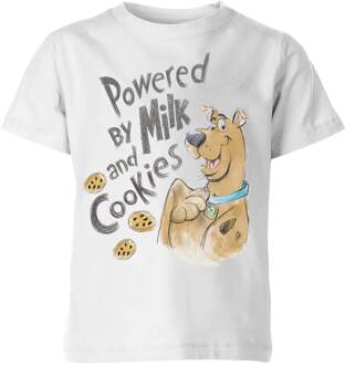 Scooby Doo Powered By Milk And Cookies Kids' T-Shirt - White - 110/116 (5-6 jaar) Wit - S