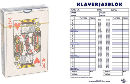 Scoreblok Klaverjassen spel 50 vellen met 2x pakje speelkaarten