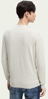 Scotch and Soda Fijngebreide pullover met logoborduring Grijs