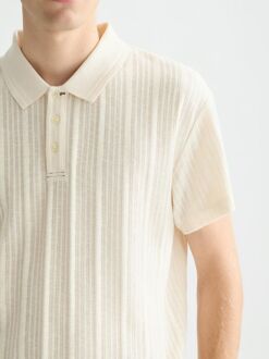 Scotch and Soda Knitted Polo Structured Ecru Beige - L,M,XL