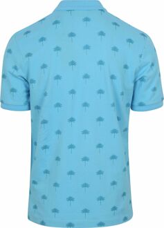 Scotch and Soda Poloshirt Palmbomen Blauw Lichtblauw