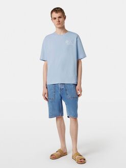 Scotch and Soda Slub Embroidery T-shirt Blue Blauw - L,M,S,XXL