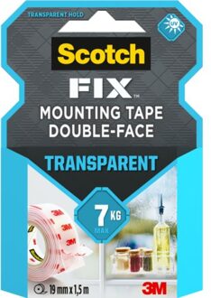 Scotch Dubbelzijdig plakband scotch transparant 19mmx1.5m