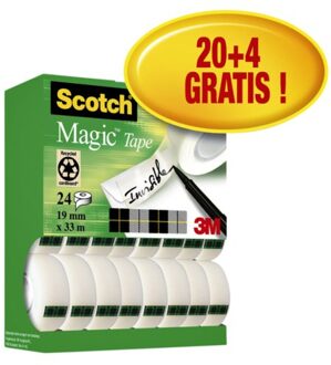 Scotch Plakband Scotch Magic 810 19mmx33m onzichtbaar mat 20+4 gratis