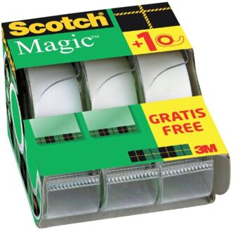 Scotch Plakband Scotch Magic 810 19mmx7.5m onzichtbaar mat 2+1 gratis + afroller Geel