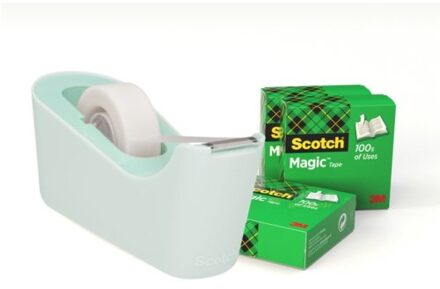 Scotch Plakbandhouder scotch c18 mint + 4 rollen magic Tape 19mmx33m