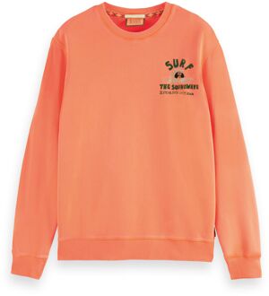 Scotch & Soda Acid Wash Artwork Sweater Heren oranje - XL