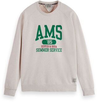 Scotch & Soda Ams Vintage Crew Sweater Heren licht grijs - groen - XL