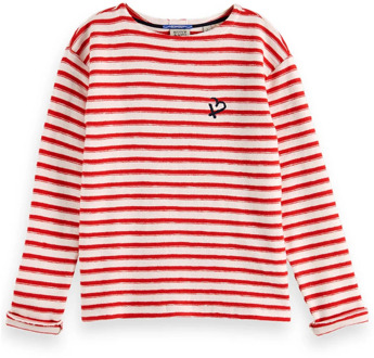 Scotch & Soda Breton Stripe Longsleeve T-shirt Scotch & Soda , Red , Dames - Xl,S