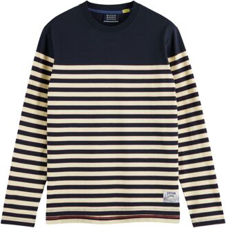 Scotch & Soda Breton Striped Longsleeve Shirt Heren navy - crème - roze - M