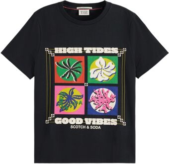Scotch & Soda Front Artwork Shirt Dames zwart - wit - groen - rood - roze - geel - L