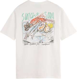 Scotch & Soda Front back artwork t-shirt off white Ecru - L