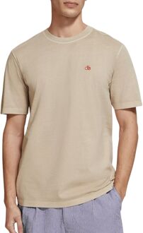 Scotch & Soda Garment Dye Logo Crew Shirt Heren beige - XL