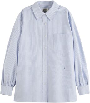 Scotch & Soda Gestreepte Oxford Blouse Vriendin Stijl Scotch & Soda , Blue , Dames - Xl,L,M,S,Xs