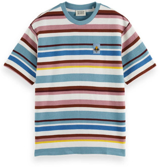 Scotch & Soda Gestructureerde Gestreepte Relaxte Fit T-shirt Scotch & Soda , Multicolor , Heren