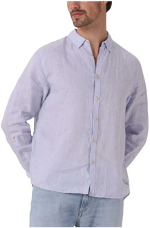 Scotch & Soda Heren Overhemden Linen Shirt With Roll-up Scotch & Soda , Blue , Heren - 2Xl,Xl,L