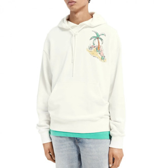 Scotch & Soda Hoodie met front- en backprint Wit - XL