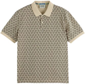 Scotch & Soda Mini All Over Print Polo Heren beige - zwart - L