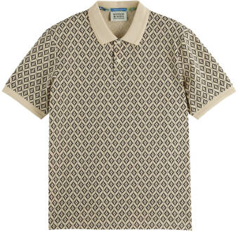 Scotch & Soda Polo met All Over Print Scotch & Soda , Beige , Heren - Xl,L