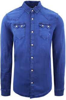 Scotch & Soda Regular Slim Fit Overhemd Lange Mouw Blauw Heren Top