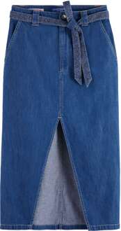 Scotch & Soda Summery skirt with belt washed indi washed indigo Blauw - L