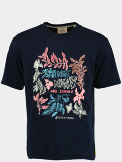 Scotch & Soda T-shirt korte mouw festival flower aw t-shirt 173034/0002 Blauw - L