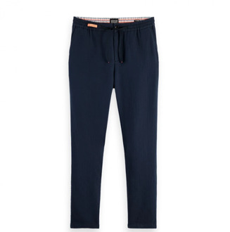 Scotch & Soda Warren tapered fit chino in linnenblend met steekzakken Donkerblauw - W33/L32