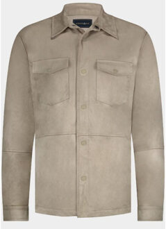 Scotland blue overshirt riley passetta shirtjacket spe25314ri46sb/820 sand - maat L Beige