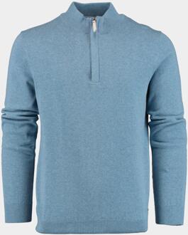 Scotland blue pullover yamm half zip flat knit 24105ya10sb/267 dark denim Blauw - XXL