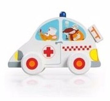 Scratch Europe Houten speelgoed witte ambulance 10 cm Multi