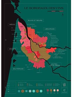 Scratch Map - Bordeaux - Carte du vin | Wijnkaart | 50 x 70 cm | 1020 Dégustations