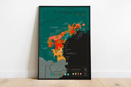 Scratch Map - Languedoc - Carte du vin | Wijnkaart | 50 x 70 cm | 1020 Dégustations