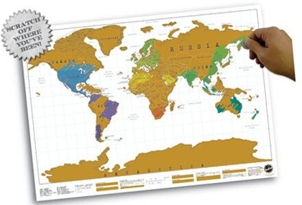 Scratch Map Original XL Kras Wereldkaart Goud, Wit