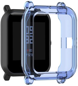 Screen Protector Slim Kleurrijke Frame Tpu Case Cover Bescherm Shell Voor Xiaomi Huami Amazfit Bip Younth Horloge Screen Protector Blauw