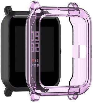 Screen Protector Slim Kleurrijke Frame Tpu Case Cover Bescherm Shell Voor Xiaomi Huami Amazfit Bip Younth Horloge Screen Protector Paars