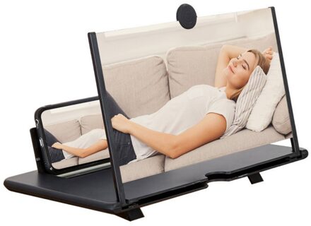 Screen Versterker Mobiele Telefoon 3D Screen Video Vergrootglas Voor Mobiele Telefoon Smartphone Vergroot Screen Telefoon Houder Stand Cinema type A zwart